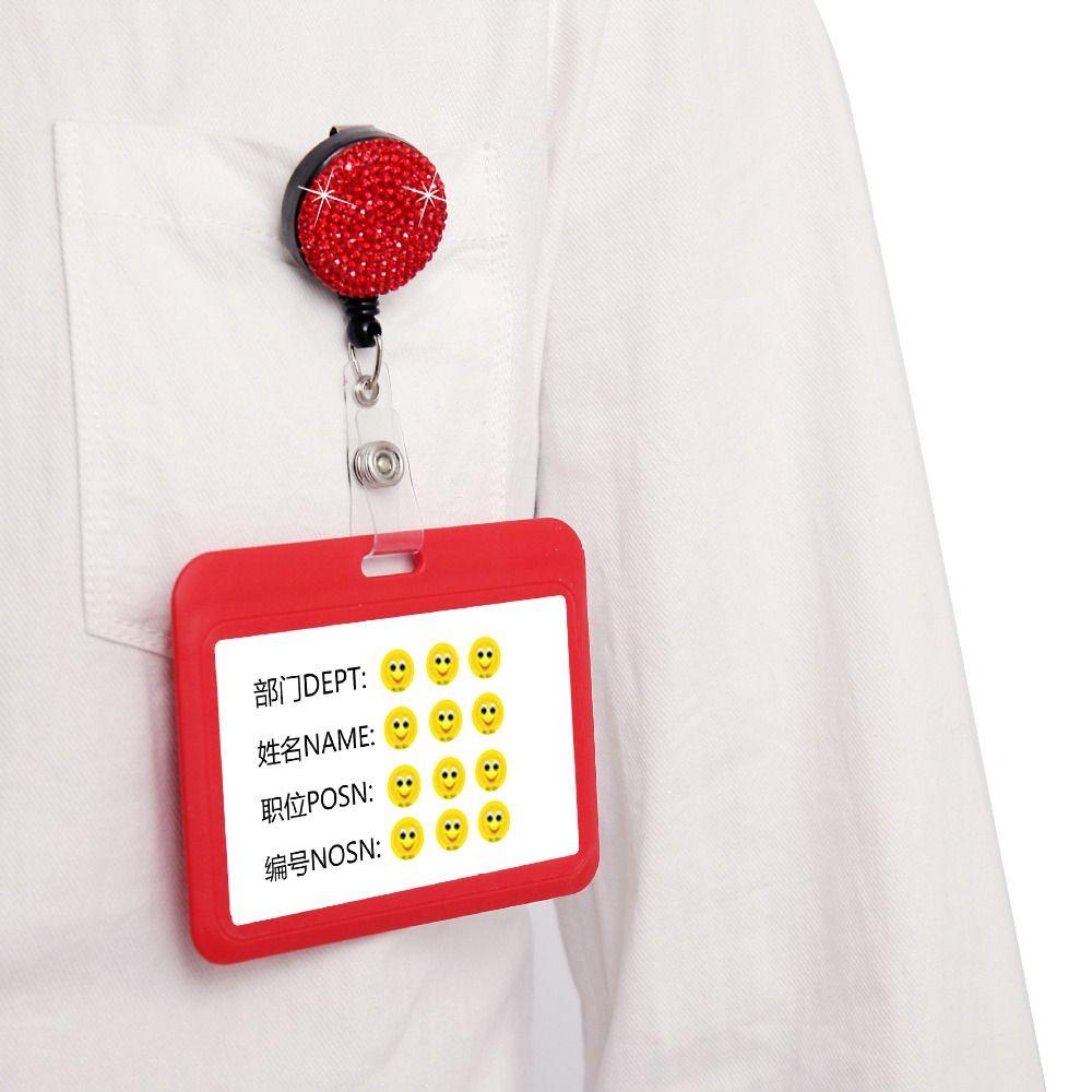 Chest Card Nurse Badge Reel Rhinestone Easy Pull Buckle Retractable Badge Holder Doctor Hospital