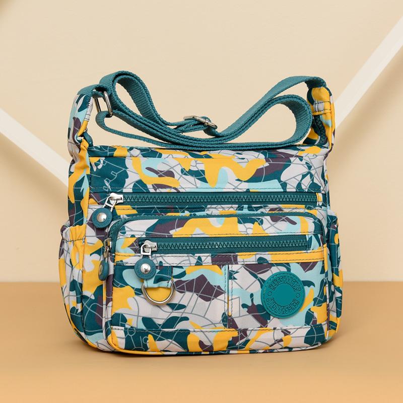 Bolsa feminina transversal grande capacidade bolsa de ombro de nylon bolsa de mãe estampada