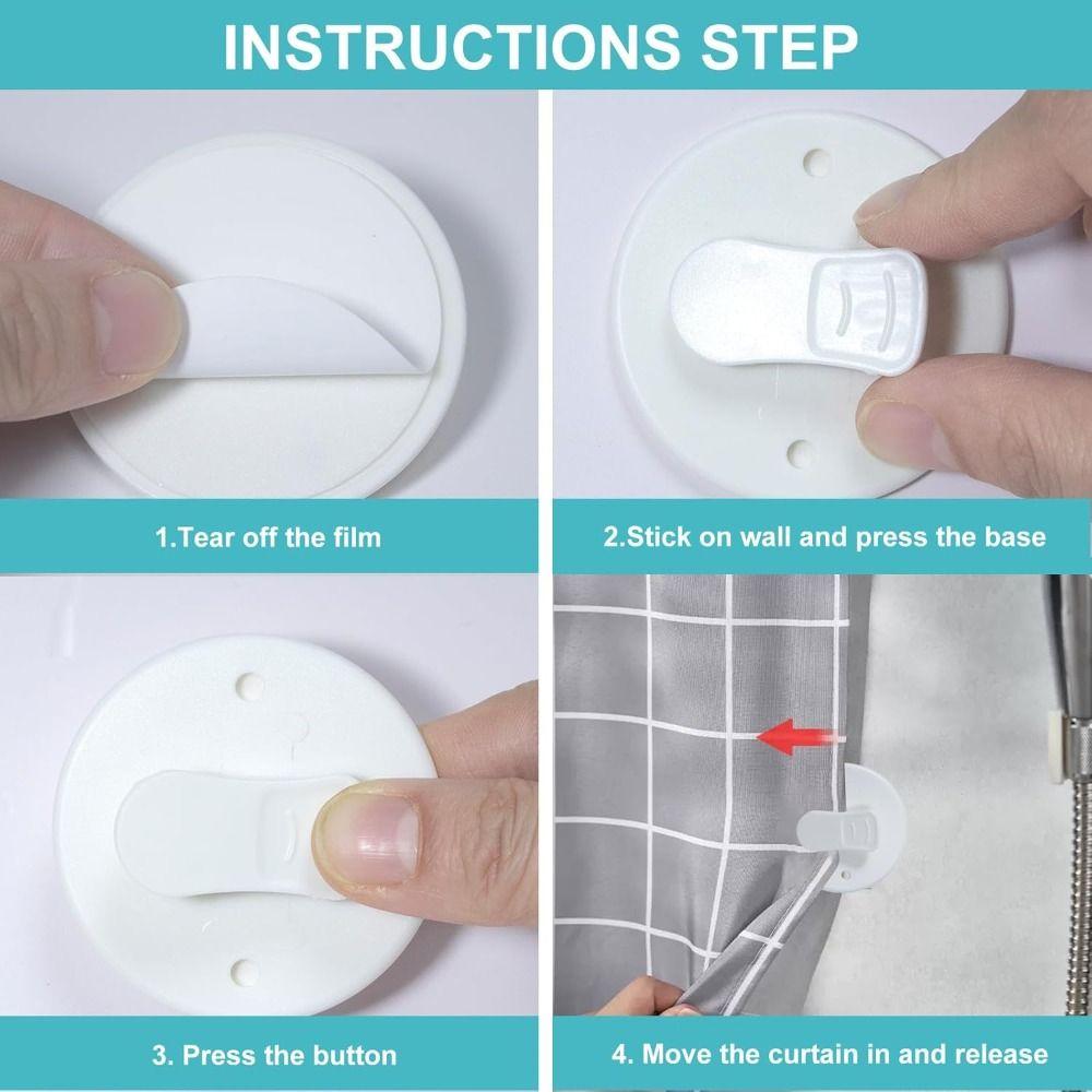 White Shower Curtain Clips Waterproof Curtain Fasteners Reusable Curtain Clips Home Shower