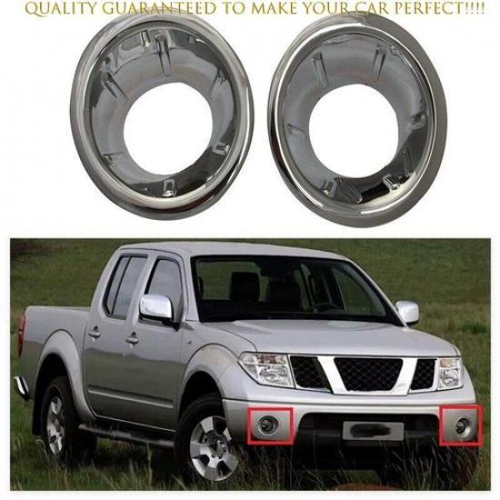 Pair Chrome Front Fog Light Lamp Frame Cover Trim For Nissan Frontier 2007-2013