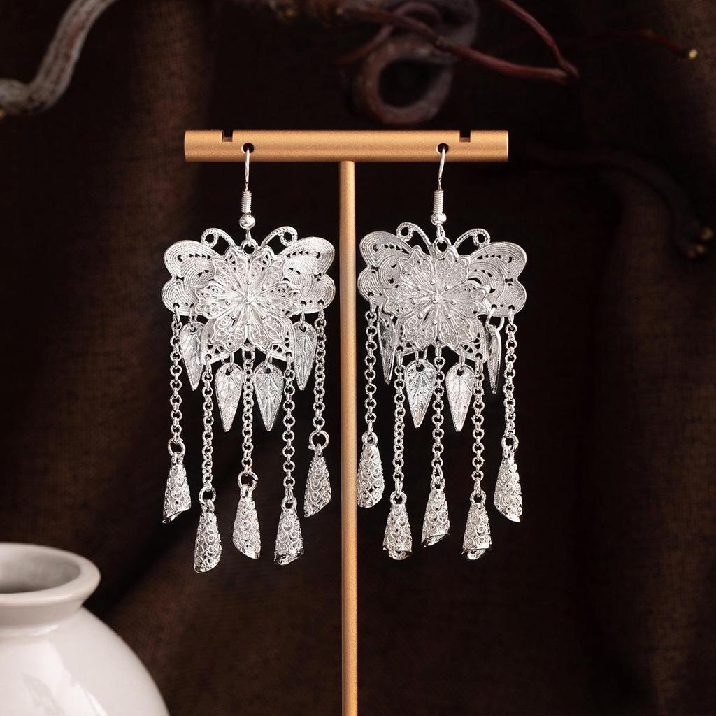 Miao Long Silber Quastenohrringe: Ethnischer Stil, Leichter Luxus, Übertriebenes Design für Frauen