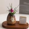 Chinese retro ceramic small vase home desktop hydroponic flowers green plant ornament coarse pottery ornament