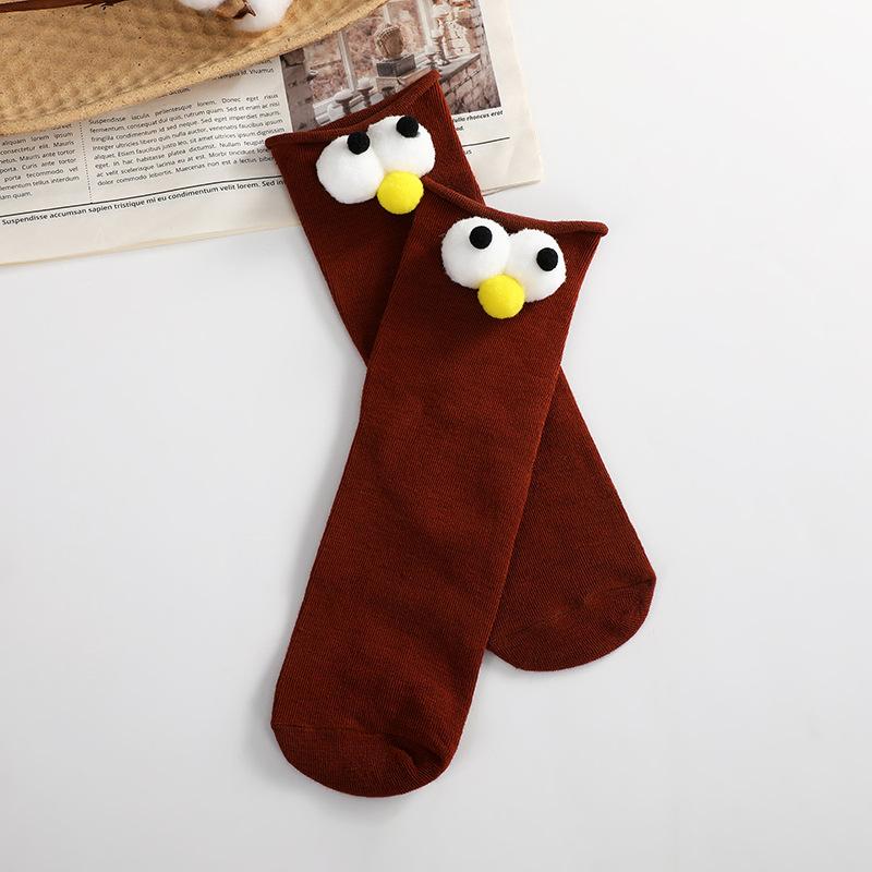 5 Paires Chaussettes Montantes 3D Stéréo Gros Yeux Couleur Bonbon