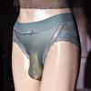 Silky Men'S Panties Lace Satin Erotic Underwear Soft Ultra Thin Briefs Sissy Feminization Lingerie Back Transparent Underpants