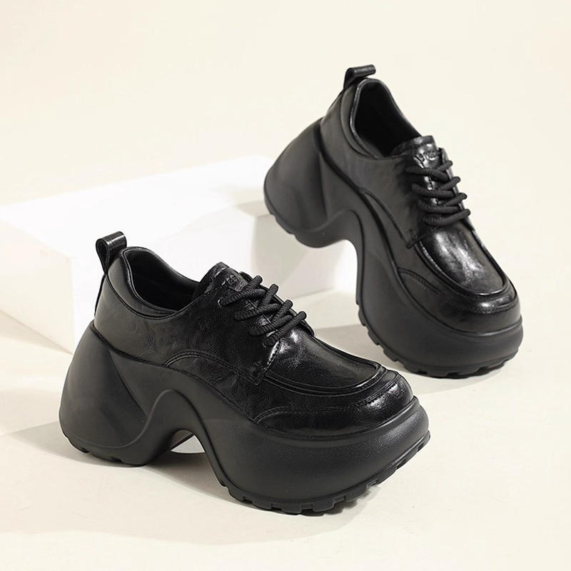Spring and Autumn New British Style JK Small Leather Shoes Women Small Thick-soled Casual Muffin Women