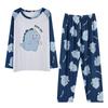 Men's pajamas men's spring and autumn casual round neck long-sleeved suit large size loose men's loungewear