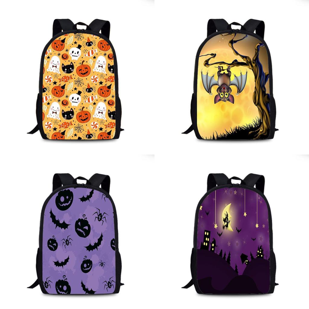Halloween Bat Pumpkin Backpack With Nylon Material For Daily Use And Street Style