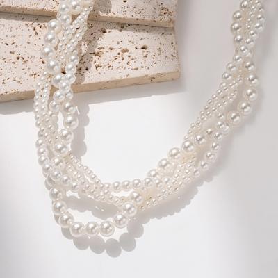 Retro mehrlagige gedrehte Perlenkette leichter Luxus High-End Barock Mode Schlüsselbeinkette Schmuck