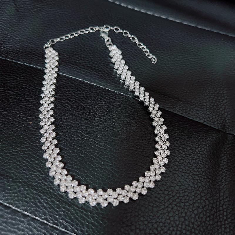 Full Diamond Necklace Diamond Choker Neck Chain Collarbone Chain Fashion Necklace