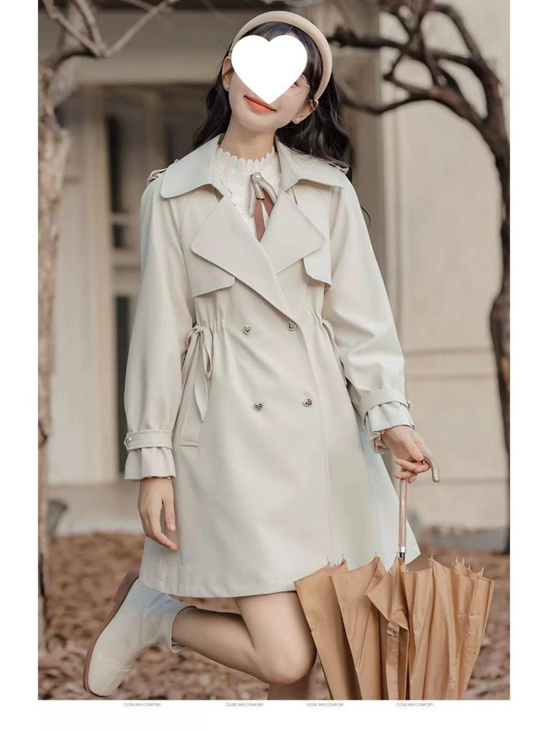 2025 Autumn Women's Petite French Trench Coat - British Style, Korean Version, Loose Fit