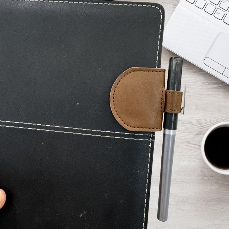 Magnetic Bookmarks PU Leather Bookmarks Reading Bookmarks with Pen Holder Aesthetic Page Marker for Reading