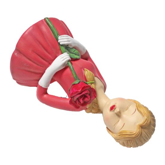 Mädchen mit Rosen Figur Handgefertigtes Harz Mädchen Blume Schreibtischstatue für Zuhause Büro Tisch Mittelstück