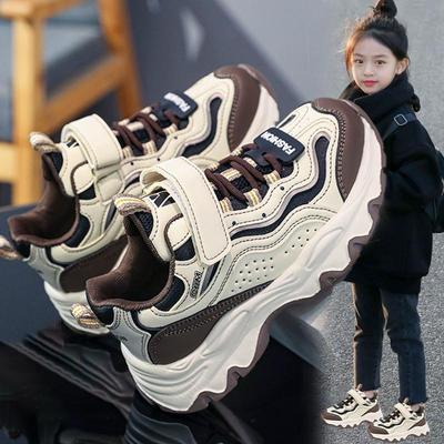 Chaussures de sport pour filles 2025 Printemps/Automne, semelles souples - Cuir, Étudiant, Dad Shoes pour enfants moyens et grands