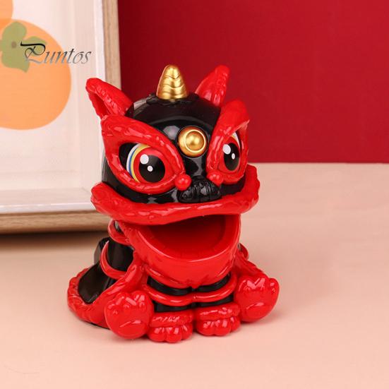 Solar Lion Car Dashboard Ornaments Chinese Style Lucky Lion Dance Model Solar Powered Home Decoration 2024 Year of The Dragon Gift for Drivers