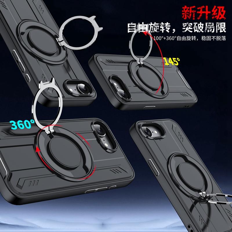 Armor Magnetic Ring Shockproof Case For Iphone 17 Air 16e 16 15 14 13 12 11 Pro Max Plus Camera Protect Cover