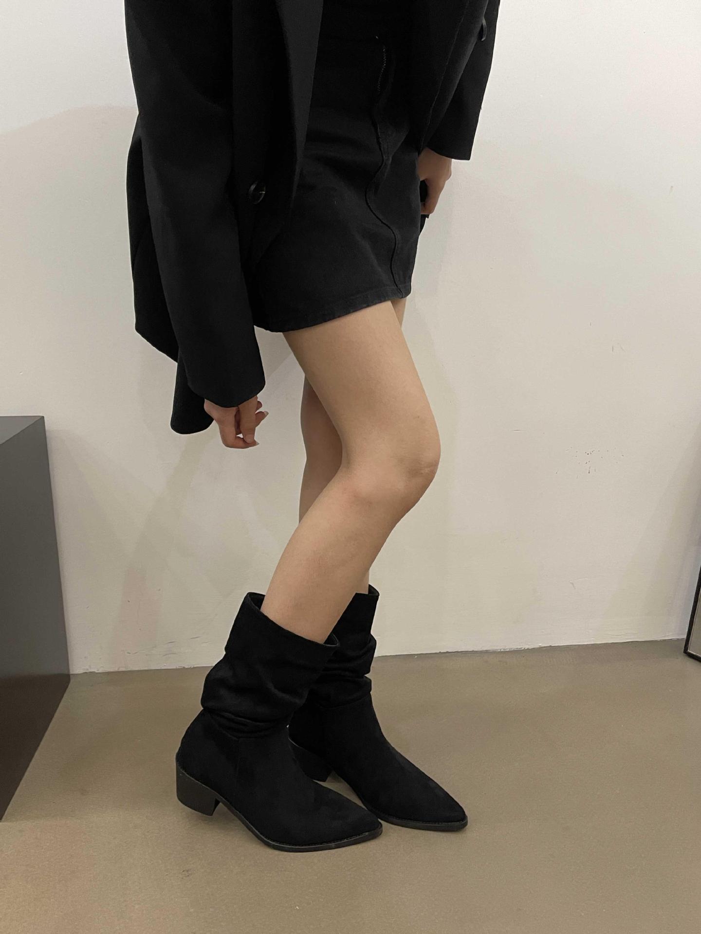 

Туфли-лодочки на высоком каблуке, замшевые, цвета хаки, тонкие, французские, короткие ботильоны, женская обувь 2025, новые ботильоны на наборном каблуке, весенне-осенние одинарные ботильоны 39