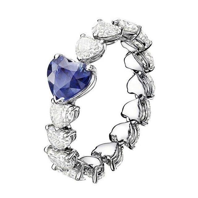 

Женские кольца с синим сердечком, стильные аксессуары для девочек, Свадебная вечеринка, нежный подарок на день Святого Валентина, модные ювелирные кольца с цирконием для влюбленных 10