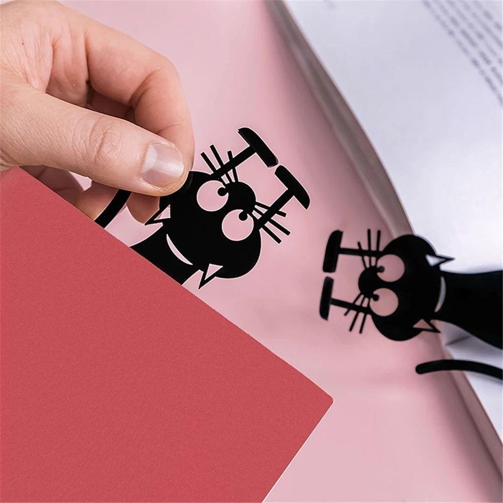 Cartoon Black Cat Bookmarks Hollowed-out Book Folder for Reading Lovers