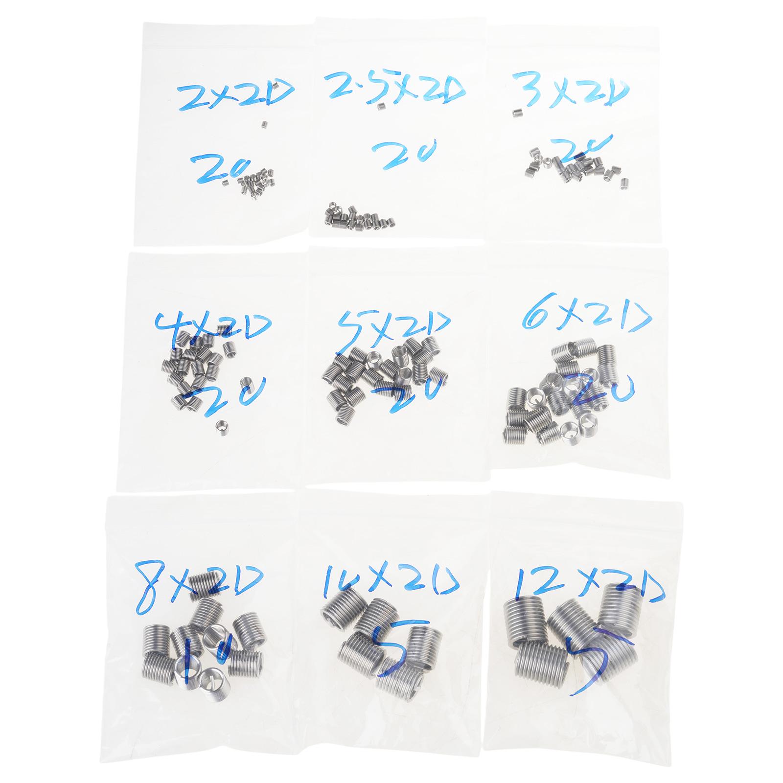 

120Pcs Steel Thread Repair set 2mm to 12mm Inserts Threaded Insert Assortment for Automotive & Electronic Applications