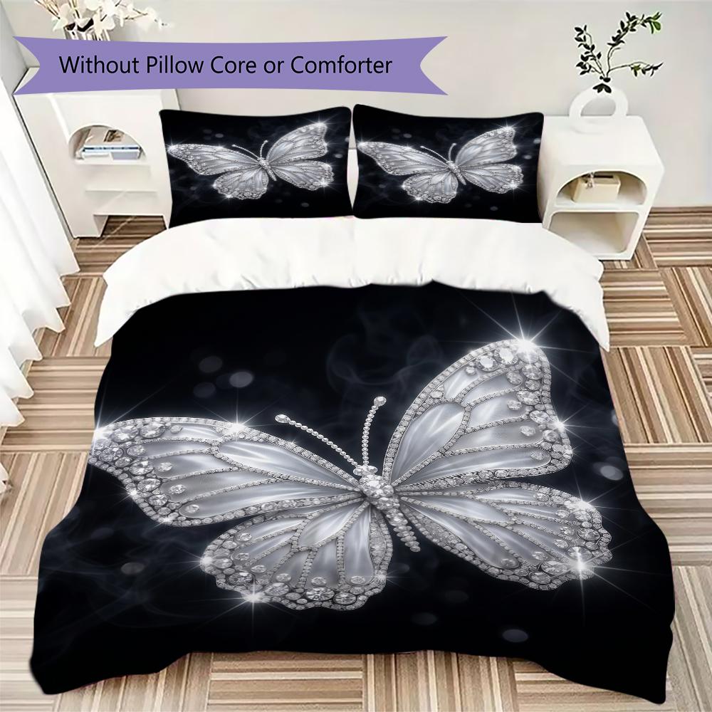 Sparkle Jewel Pattern Bedding uilt Set uilt Cover Pillowcase Home Decoration Birthday Gift (1 * duvet cover + 2 * pillowcase without core)