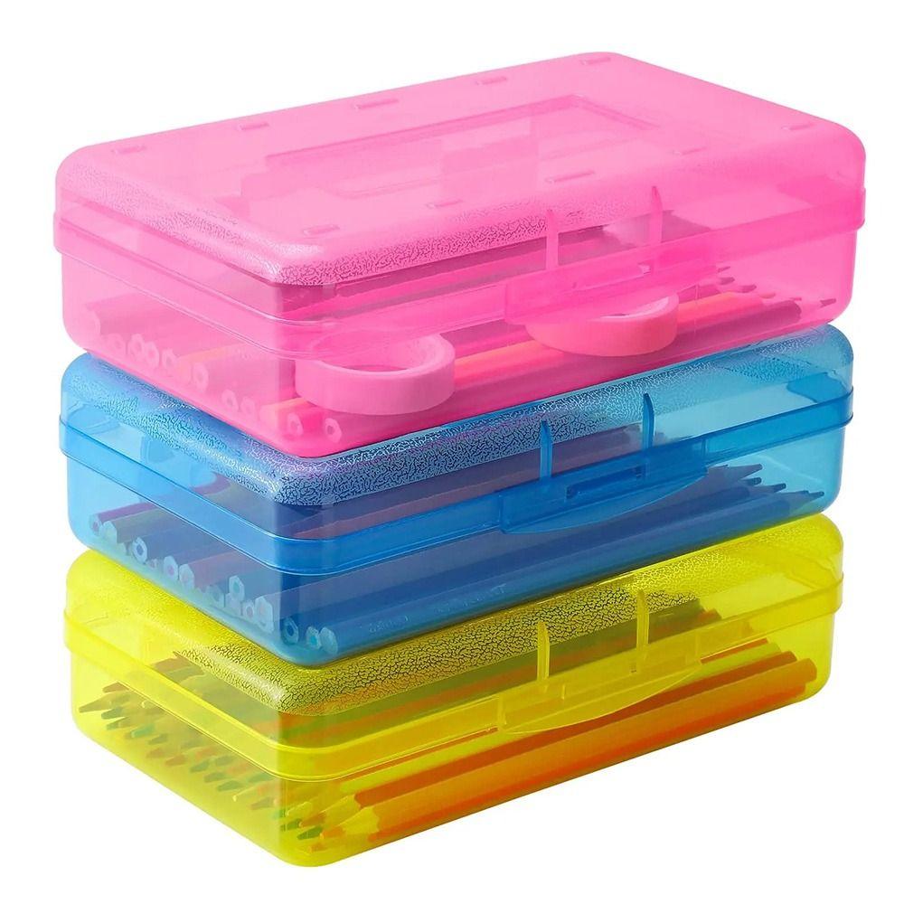 Plastic Pencil Case Transparent Stationery Storage Box Sketching Paint Brush Organizer  Gift