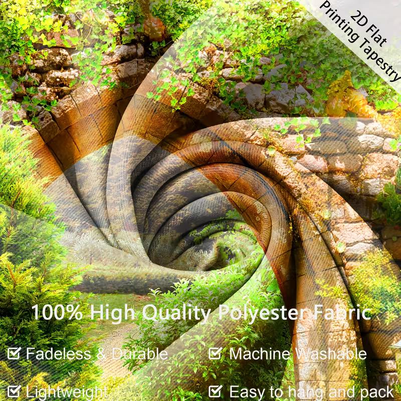 Renaissance Garden Tapestry Waterfall Forest View Balcony Arch Wall Hanging Backdrop