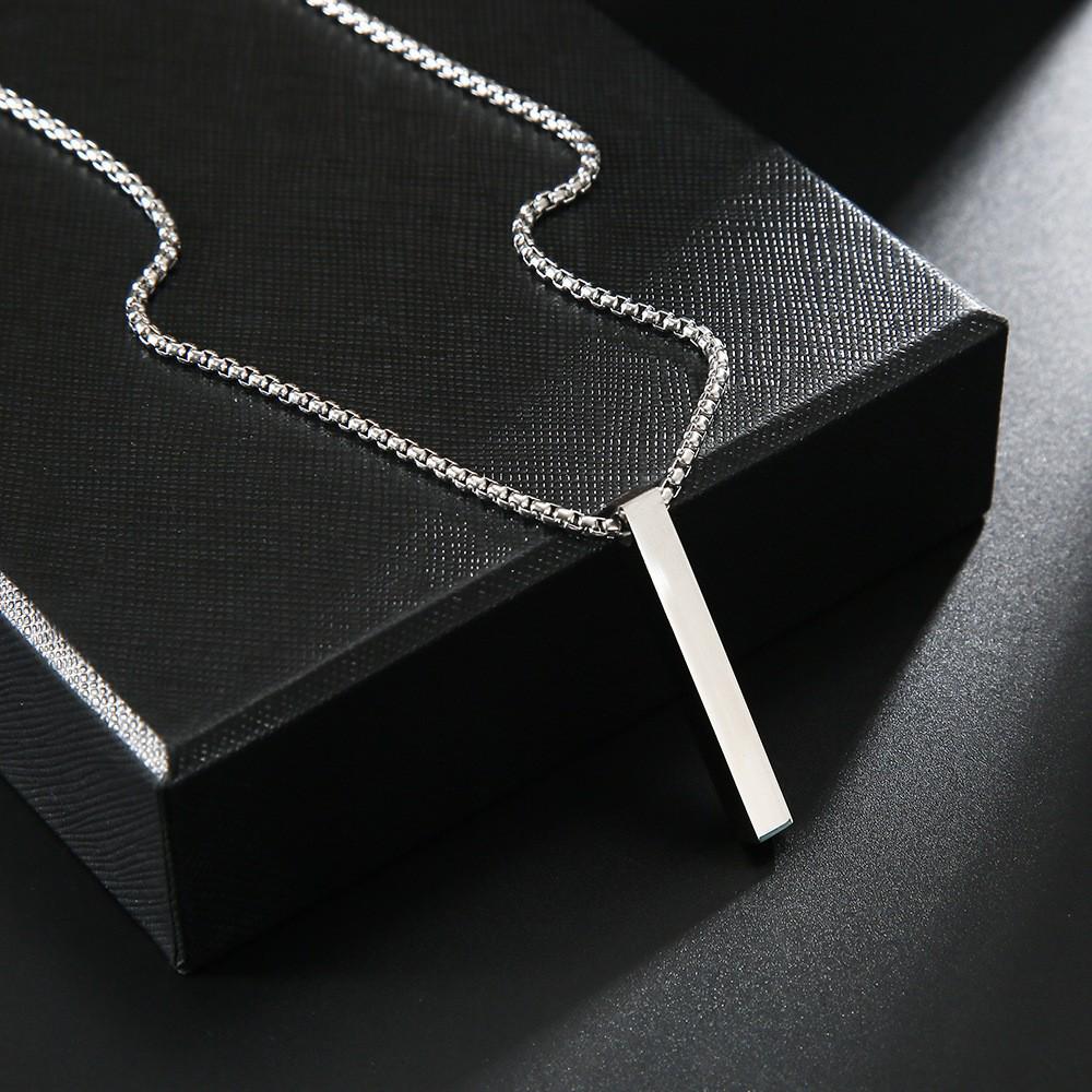 Trendy Stainless Steel Bar Necklace - Unisex Hip Hop Luxury Design, Lightweight Long Strip Titanium Sweater Chain Accessory