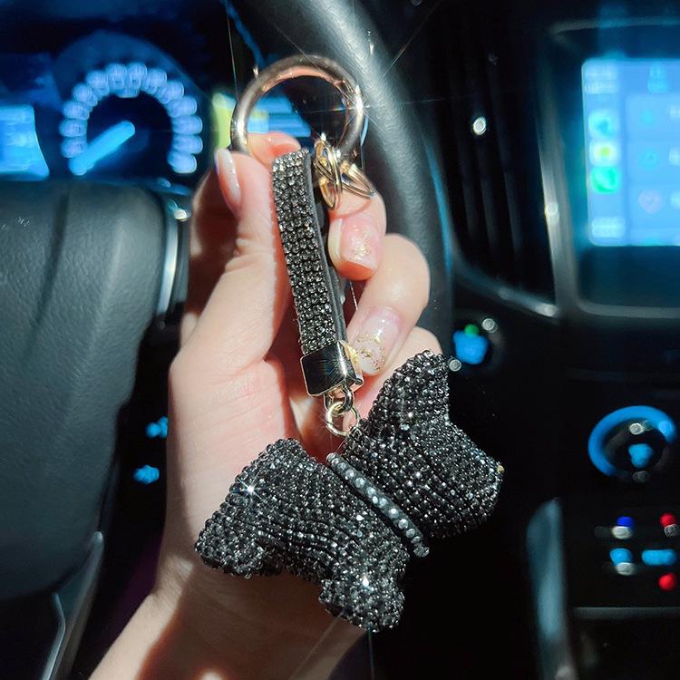 New Diamond Bulldog Puppy Keychain: Cute & Exquisite Charm for Keys or Bags