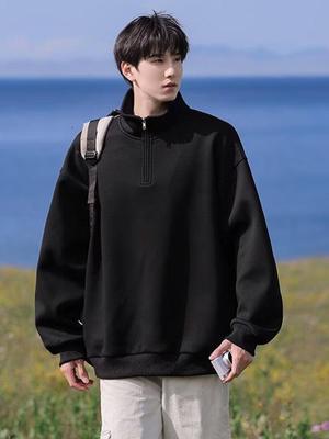 Spring Men's Long-Sleeve Casual Stand-Up Collar Pullover Hoodie