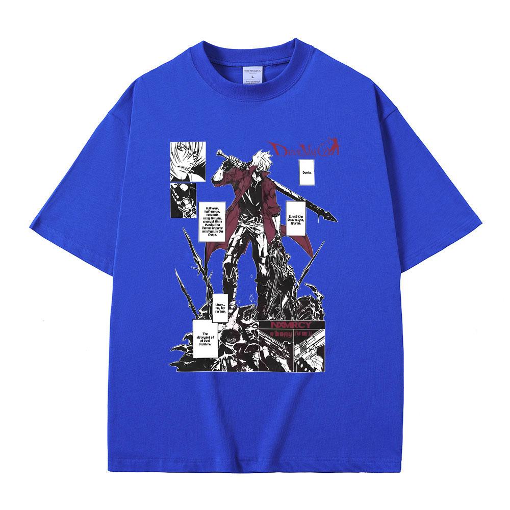 Anime Devil May Cry Syn Spardy Dante Koszulka z grafiką Mężczyźni Kobiety Manga Luźne Koszulki Męskie Codzienne Bawełniane Vintage Koszulki