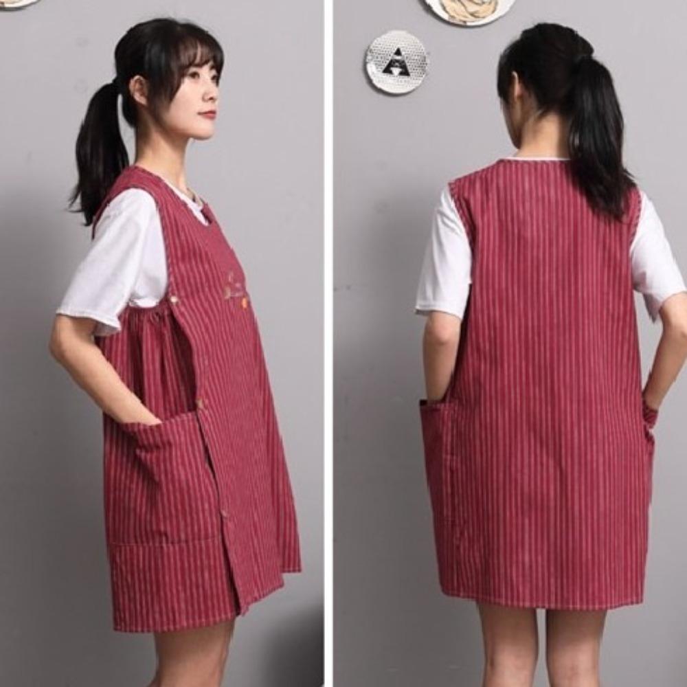 Oil-Proof Kitchen Aprons Breathable Vest apron Work Clothes Striped Sleeveless Aprons  Women's