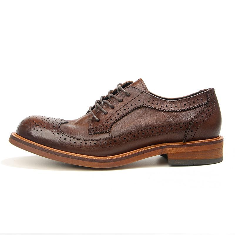55-1 Brock Men'S Shoes British Leather Shoes First Layer Cowhide Retro Hand-Polished Old Leather Shoes