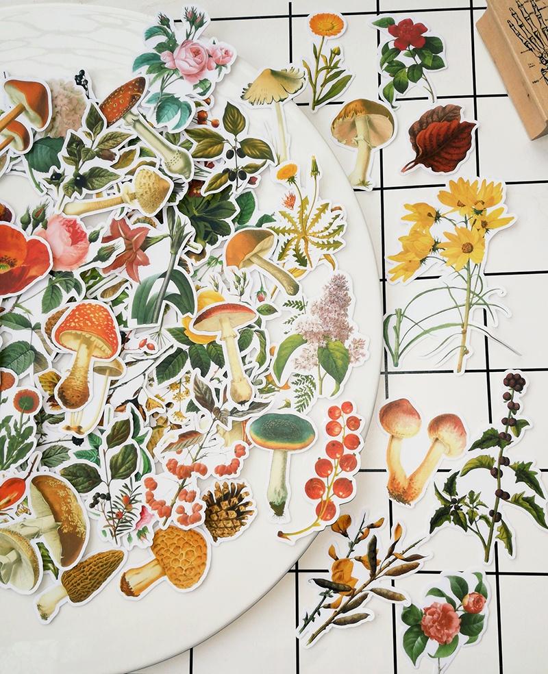 90Pcs/Pack Plants Mushroom Sticker DIY Craft Scrapbooking Album Journal Happy Planner Decorative Stickers