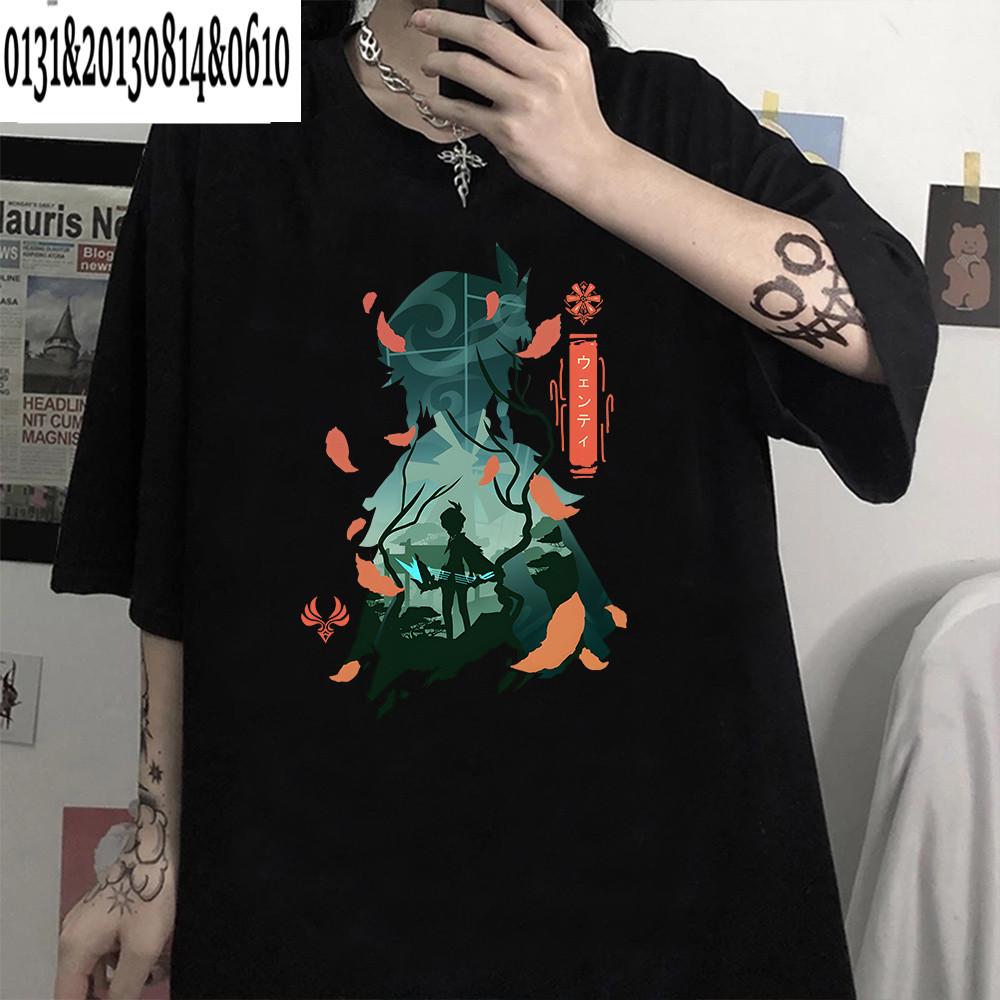 

Футболки з принтом Genshin Impact Футболки з принтом Xiao Venti Ху Тао Чжун Лі Графічна футболка Kaedehara Kazuha Raiden Shogun Футболки M білий