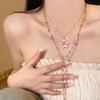 Flower Pendant Layered Necklace Gold Plated Colorful  Chain Choker Y2K Aesthetic Jewelry For Women