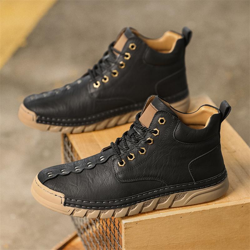 

Классические мужские ботильоны винтажная мягкая кожа деловые ручная работа повседневные зимние ботинки обувь для ходьбы 46 чёрный