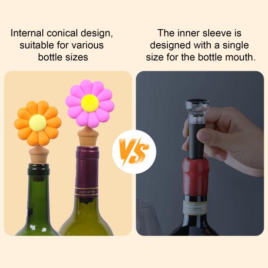 Sunflower Silicone Bottle Stopper, Creative Wine Seal for Home, Reusable Leakproof Cap for Beer Oil Bottle