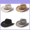 Ethnic Style Suede Felt Dress Hat With Wide Brim For Men Women Autumn Winter