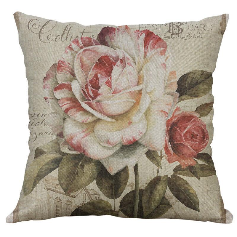 Premium Retro Flower Linen Pillow Case For Stylish Sofa Home Decor 18 Inches