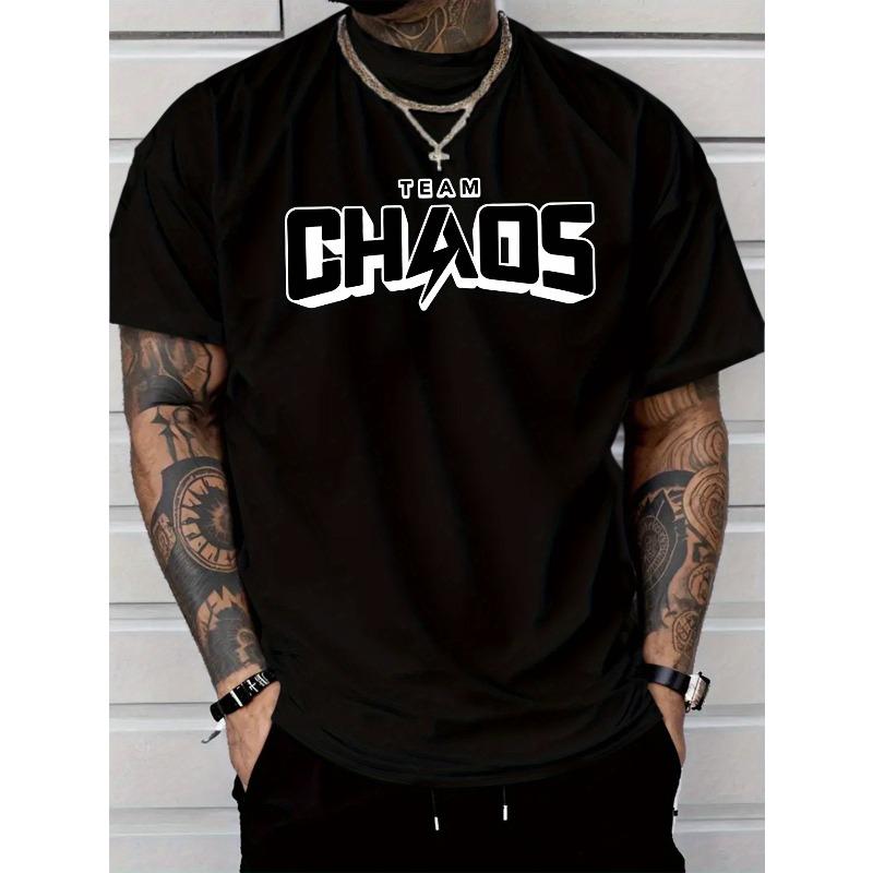 

European Size Men S Casual Fashion Personalized Team Letter Print Short-Sleeve T-Shirt, Made Of, Lightweight at 6.35 oz Per Square Meter 4XL чорний