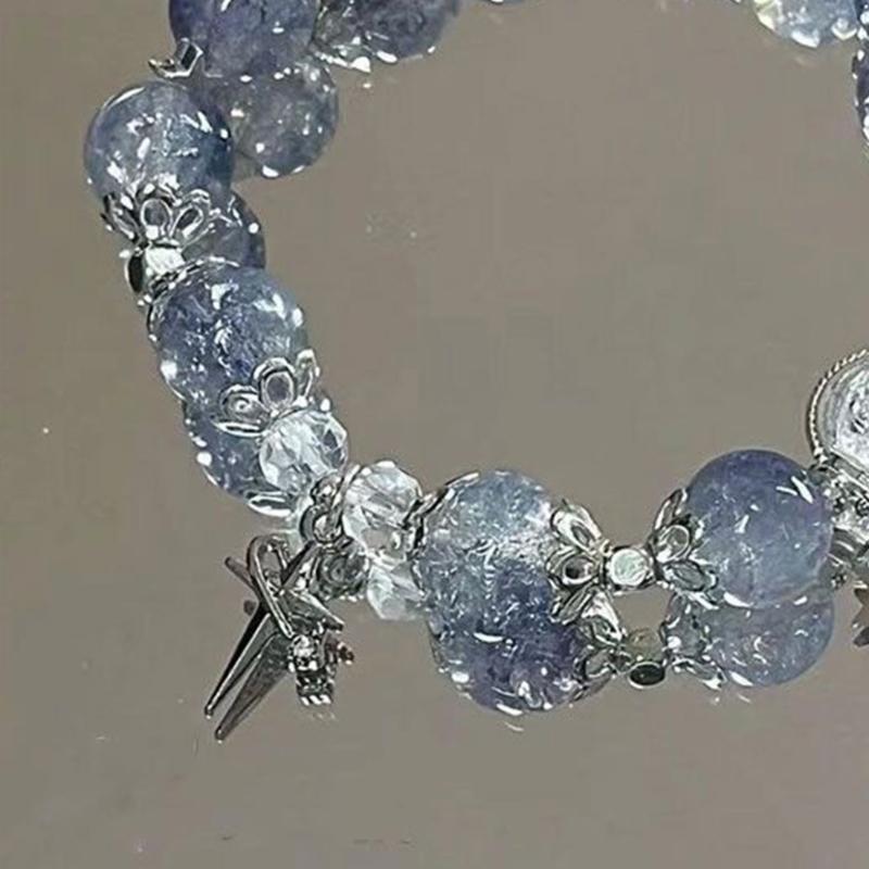 Elastic Rope Bracelet Fashion Bead Wristband Crystal Elastic Bracelet Showcases Individuality for Fashionable Adults