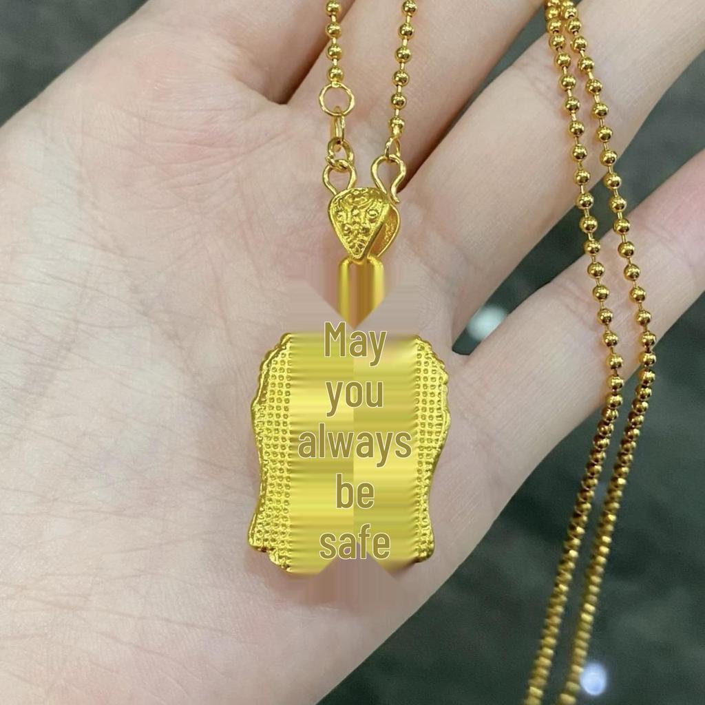 Colier cu Pandantiv Cap de Buddha Placat cu Aur, Lucrat Manual cu Aliaj de Cupru Aur Nisip pentru Femei, Design Exquisit cu Rezistență Puternică a Culorii.