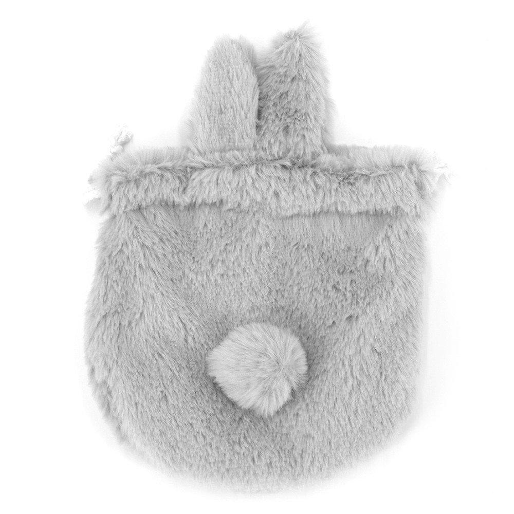 Kingsie Fluffy Rabbit Makeup Drawstring Bag for Cosmetics and Travel Pouch, (Gray)