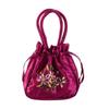 Satin Silk Hanfu Drawstrings Bag Leaf Small Purse Wallet Fashion Embroidery Flower Handbag  Daily