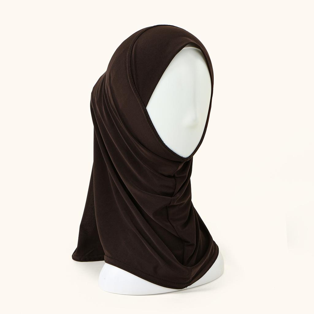 Small Size Cotton Jersey Instant Hijab Headscarf For Children Muslim Solid Plain Color Ready To Wear Hijabs Full Cover Neck