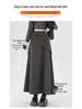 2025 New Design Women's Irregular Gray Woolen A-Line Tie-Up Long Skirt for Autumn/Winter