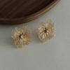 French Elegant Flower Stud Earrings Super Fairy Sweet Romantic Temperament Fluffy Design Earrings Exquisite Fairy Atmosphere Earrings