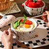 Süße Keramik-Ramen-Schüssel mit Deckel, Nudelsuppenschüssel für Zuhause & Studenten