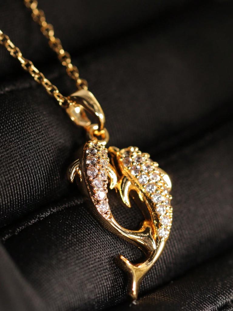 1pc Stainless Steel Double Fish Necklace With Dolphin And Koi Pendant, Ideal Choice For Valentine's Day, Birthday, Girlfriend, Couple