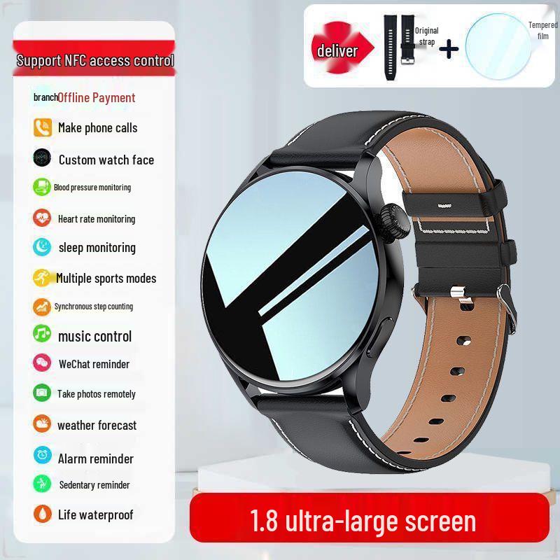 

Умные часы Huaqiangbei 2025: Платежи NFC, Звонки по Bluetooth, Водонепроницаемые, Многофункциональные спортивные часы Black